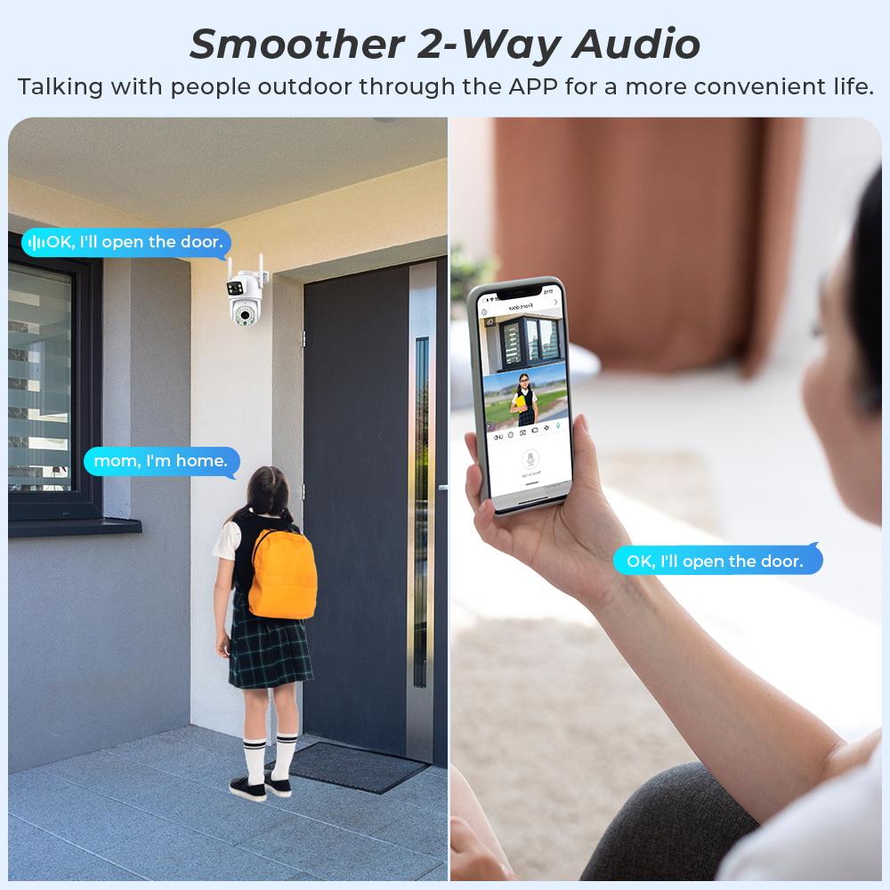 LS VISION Telecamera Wifi Wireless 4K 8MP a Doppia Lente Rilevamento Umano AI Tracciamento Automatico Telecamera di Sicurezza Esterna Visione Notturna a Colori Videocamera 4MP