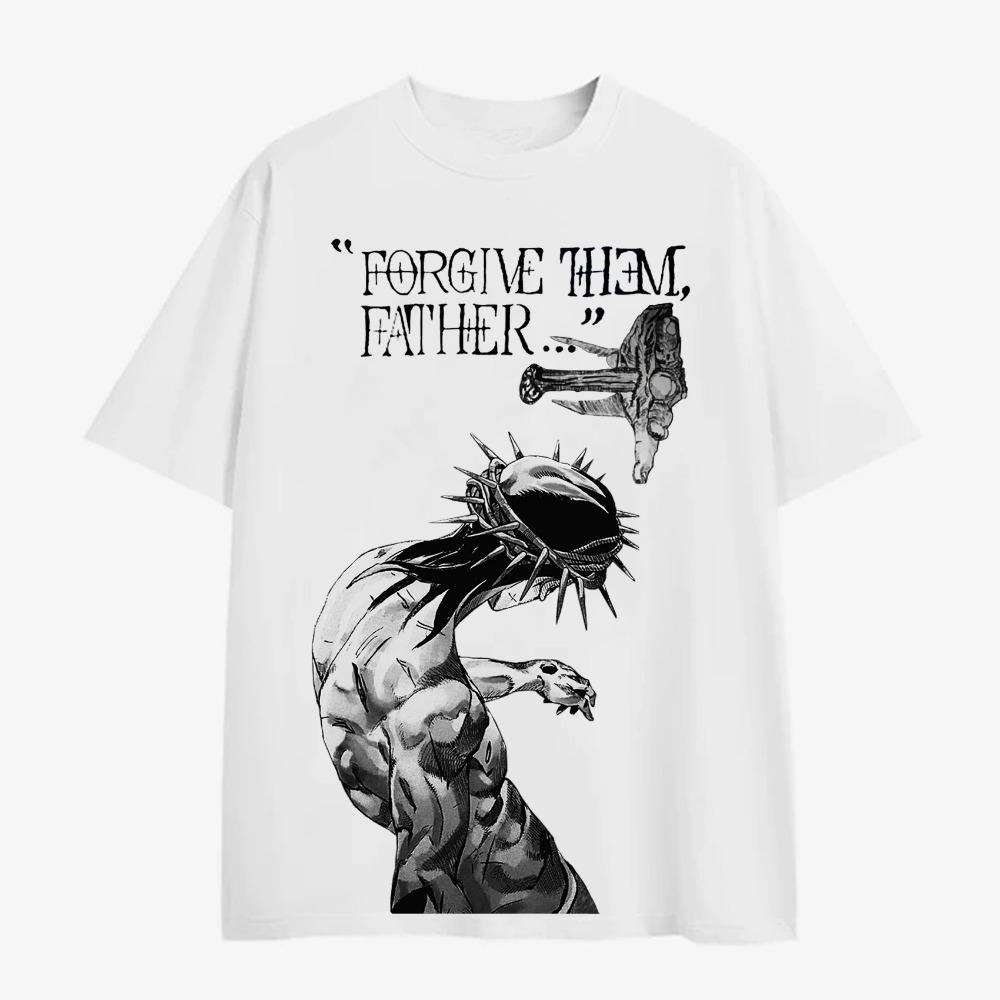 

Forgive Them Father Letter Print T-shirt Men s Oversized Casual Short Sleeve Crew Neck Cotton Tee All-season Comfort Fashion Top S