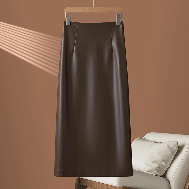 2026 Autumn/Winter Women's High Waist Genuine Lambskin Leather Skirt - Slimming, Hip-Hugging, and Sexy.