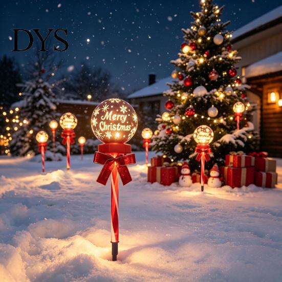 Outdoor Waterproof Landscape Lighting Solar Christmas Ball Light, Color Changing LED Garden Stake with 13 Automatic Dusk to Dawn Yard Decor