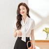 Women's Tie-Neck Chiffon Short Sleeve Blouse