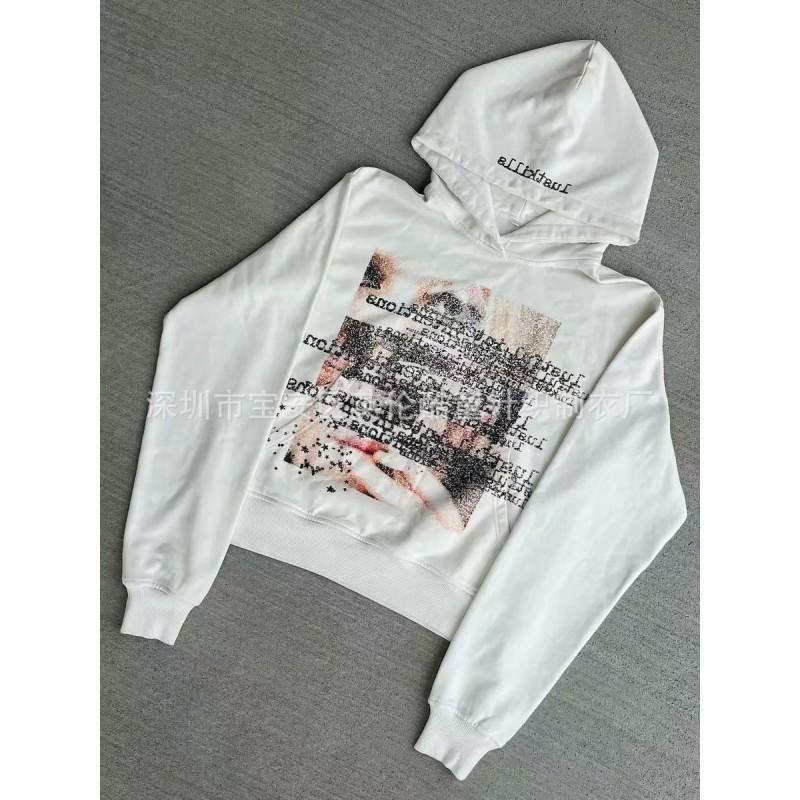 Womens Oversized Hooded Sweatshirt With Digital Print - Casual Loose Fit Long Sleeve Top