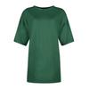 Women Casual Loose T Shirt Round Neck Short Sleeve Falling Shoulder Solid Color Top Ladies Fashion Blouse