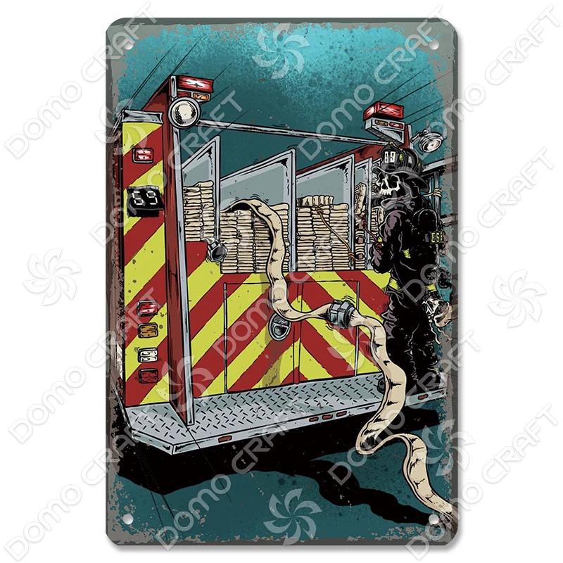 Vintage Fireman Tin Sign Metal Plate Classic Firefighter Movie Metal Poster Wall Decor for Garage Club Hotel Home