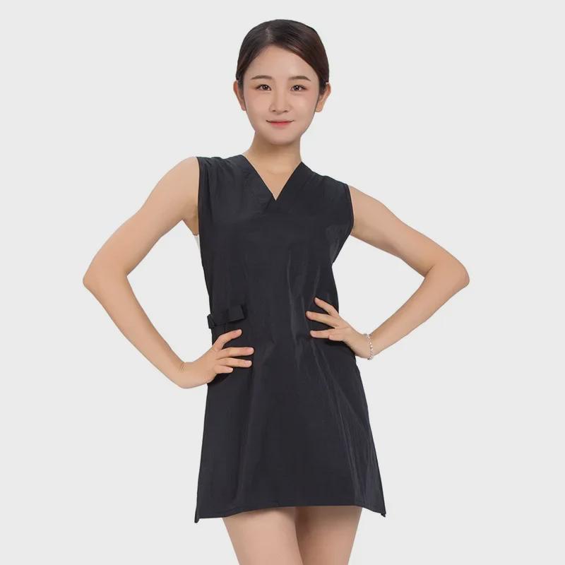 V-Neck Mesh Back Apron for Hairdressing & Makeup - Anti-Fouling Technician Bib