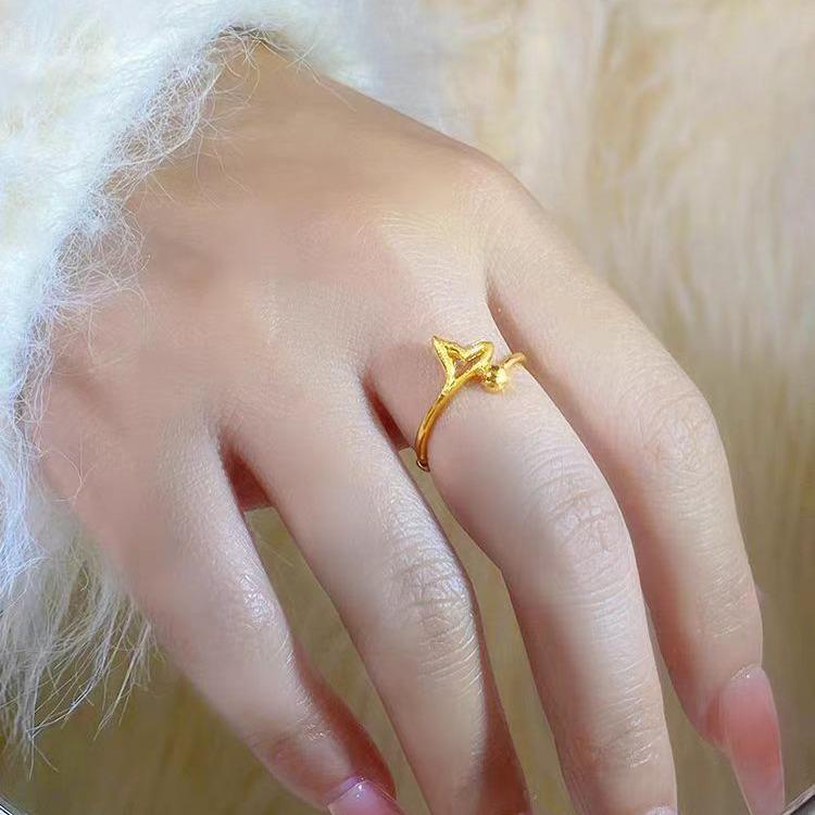 Vietnam Gold Fishtail Adjustable Ring - Elegant Hand Jewelry, Perfect Birthday Gift for Girlfriend