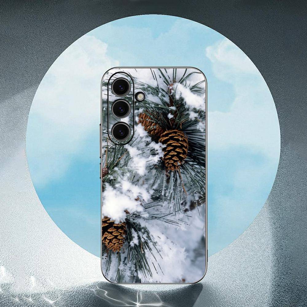 Landscape Winter Light Luxury Black Phone Case For Samsung Galaxy S23 S24 S25 Ultra S22 Plus S21