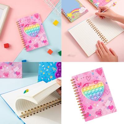 Cartoon Spirals Notebook Popping Bubble Fidgets Journal Notebook Stationery Notepads School Supplies For Office Travel