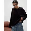 Fashion Wind New Arrival Loose-Fitting Solid Color Long Sleeves Cotton T-shirt Loose Solid Color Cotton T-shirt