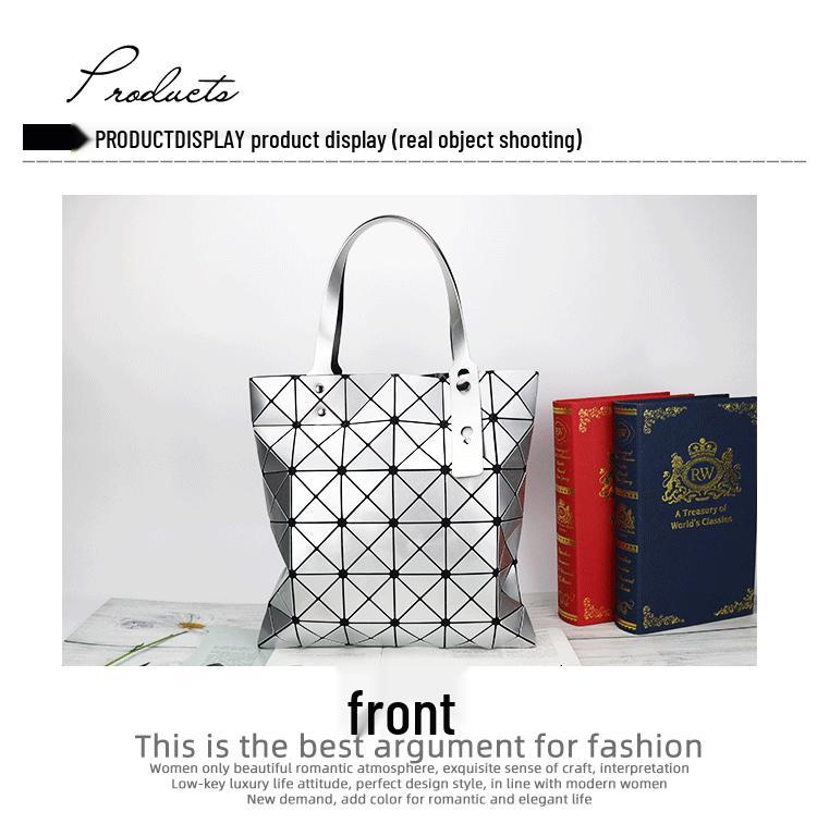 Borsa a mano rombo geometrico lucida: Borsa a tracolla pieghevole alla moda a 6 scomparti per donna.