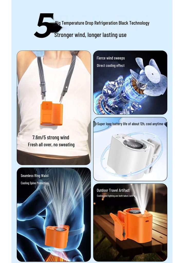 Multi-functional Stepless Speed Adjustable Waist & Desktop Clip-on Small Fan