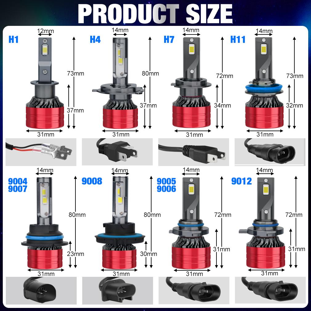 2 ks 20000LM H7 LED žárovky do auta 3570 CSP H1 H3 H4 H8 H11 HB4 HB3 9005 9006 9012 HIR 9004 HB1 9007 HB5 H13 9008 880 881 H27 Turbo žárovka 6000K