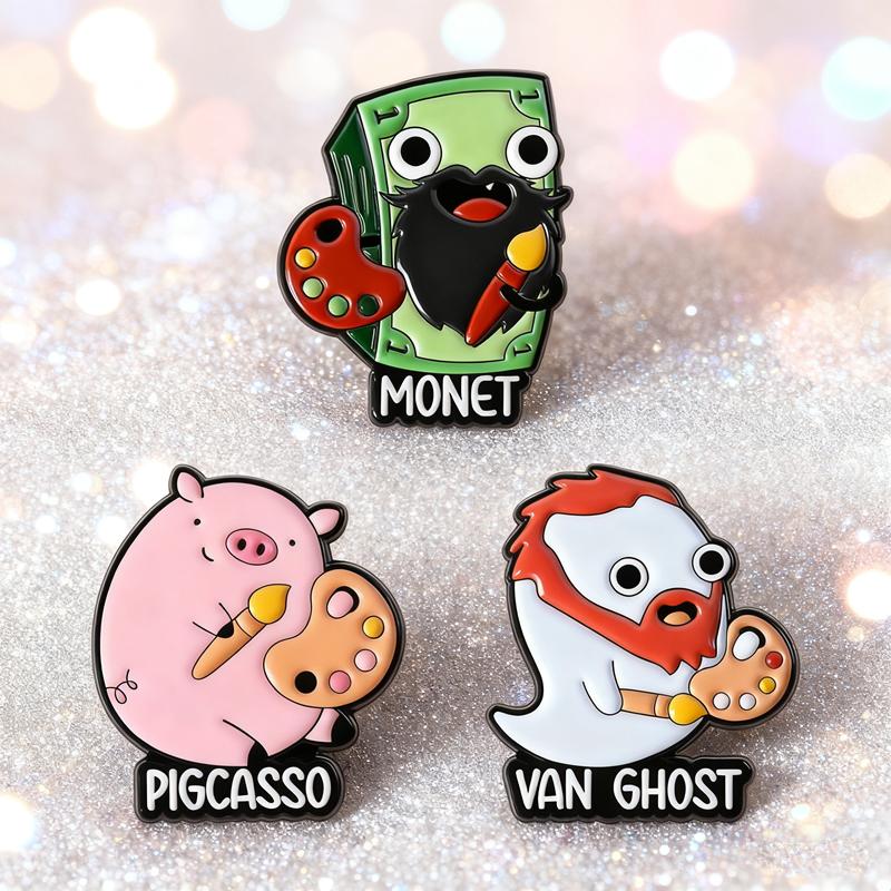 Artists Painters Puns Enamel Pins Custom Van Gogh Ghost Monet Money Picasso Brooches Lapel Badges Jewelry Gift for Friends