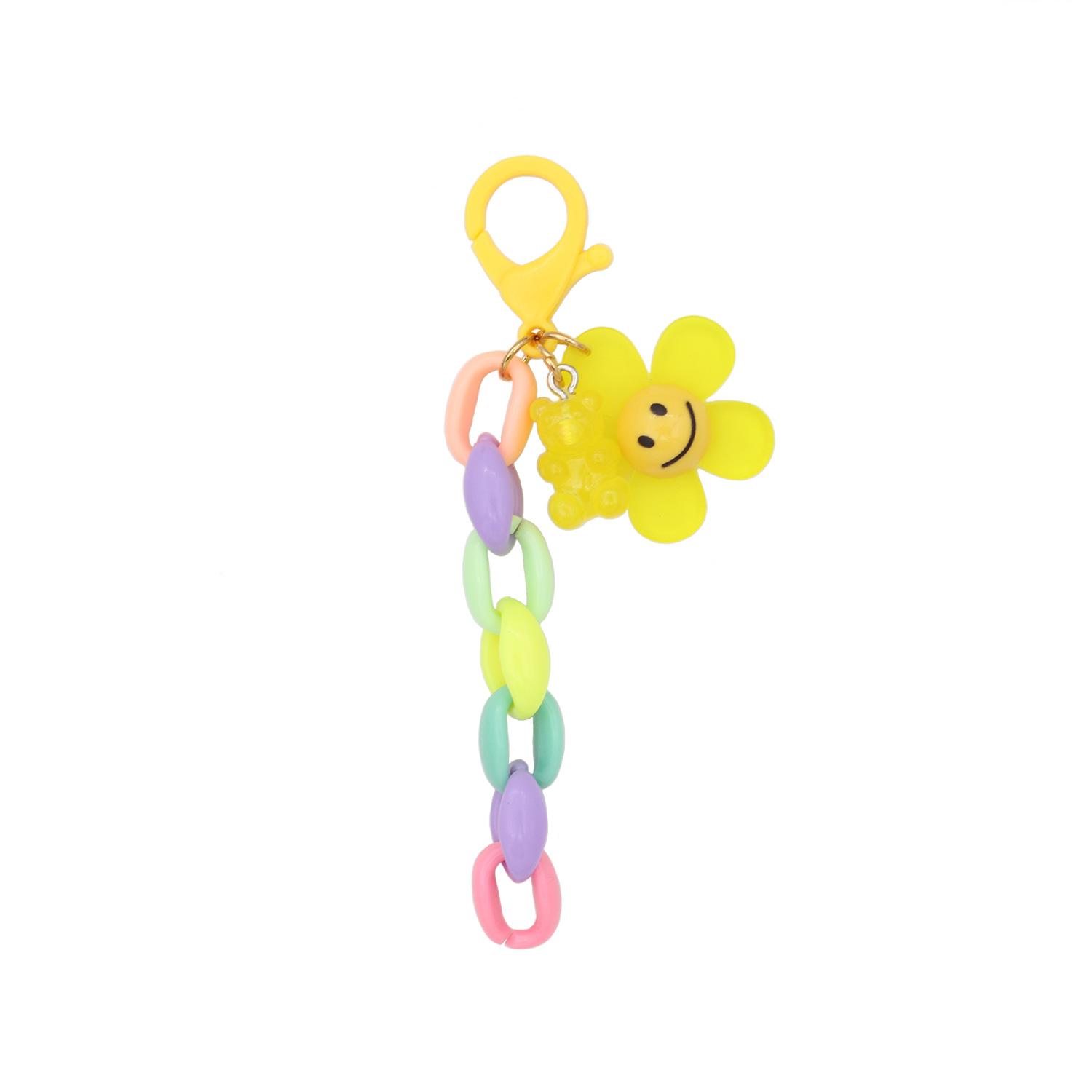 

Мультяшная девочка, красочный брелок для ключей с подсолнухом, ручная работа, акриловый подсолнух, аксессуары для мобильного телефона, кулон