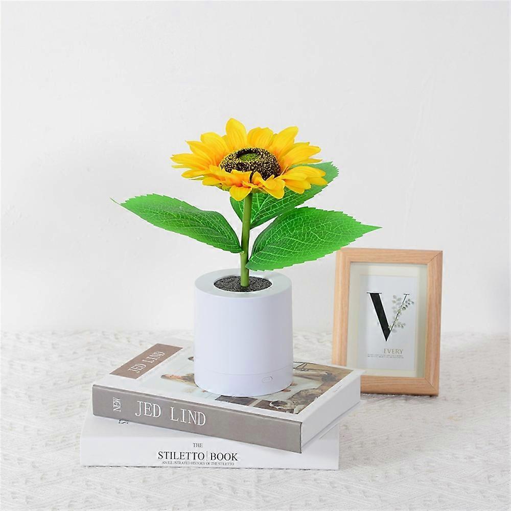 Creative Bedroom Table Lamp USB Rechargeable Artificial Sunflower Home Bedside Decor Kids Girlfriend Birthday Gift Night Light