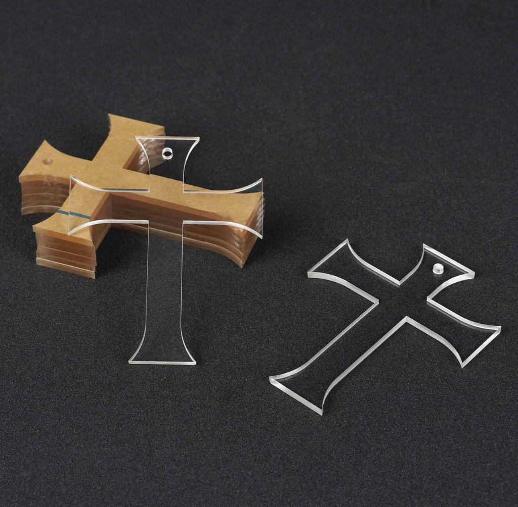 Traceease 3" Inches Cross Shape With Hole Clear Acrylic Ornament Blank Transparent Keychain Pendantsfor DIY Crafts Projects