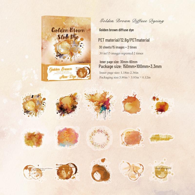 Watercolor Museum Series: Sugar Poem PET White Ink Stickers - 6 Designs, 30 Sheets for Journals and Collages