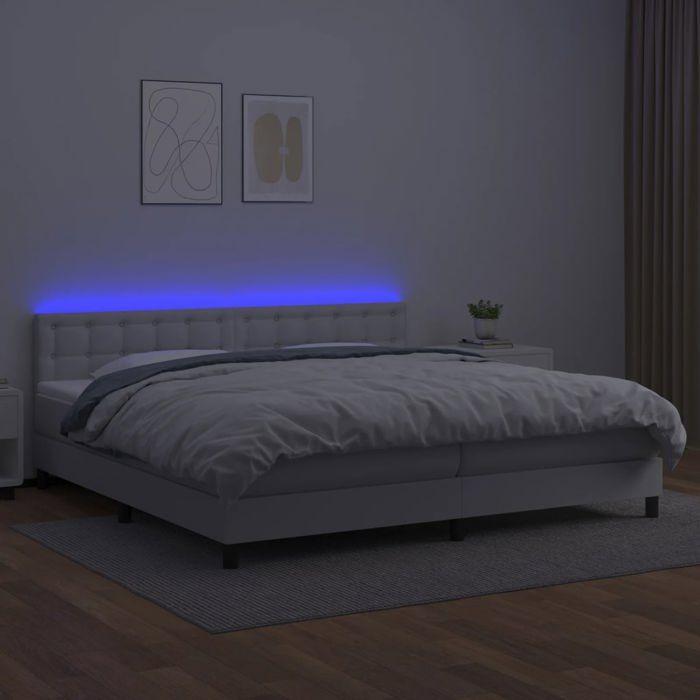 Maison Exclusive - Sommier à lattes de lit avec matelas et LED Blanc 200x200 cm