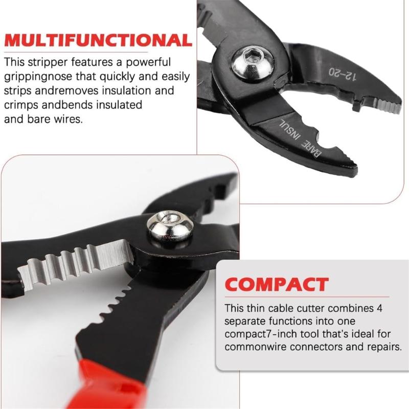 Professional 7Inch Electrical Wire Stripper With Stripping Crimping Cutting Splicing Function Heavy Duty Ergonomic Grip