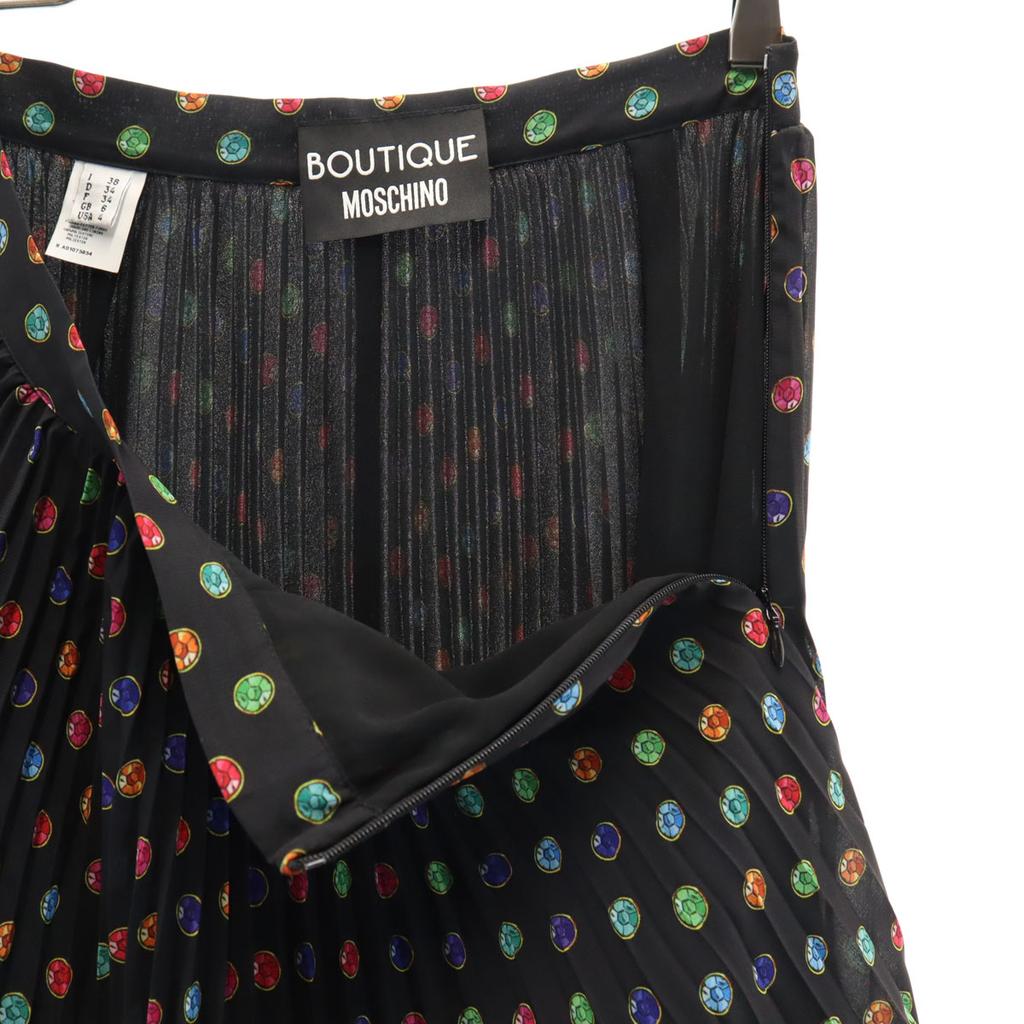 MOSCHINO BOUTIQUE Overall Handle Midi Length Pleated Skirt 38 Black Women Used