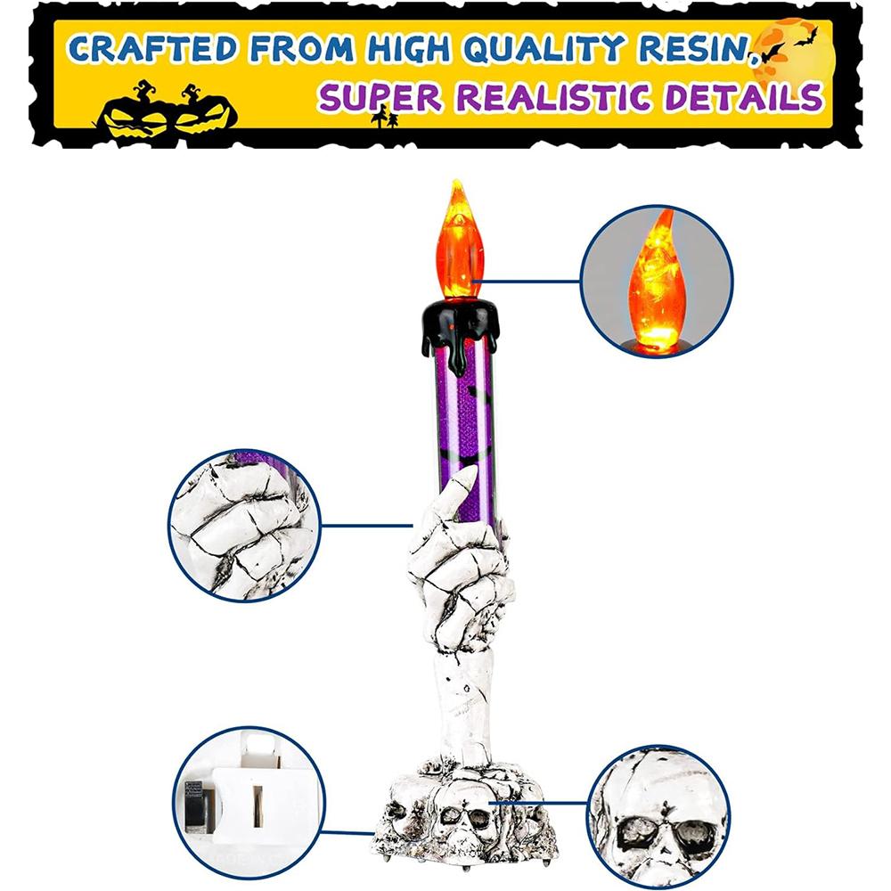 3PCS LED Halloween Candle Lights with Skeleton Hand For Halloween Decoration