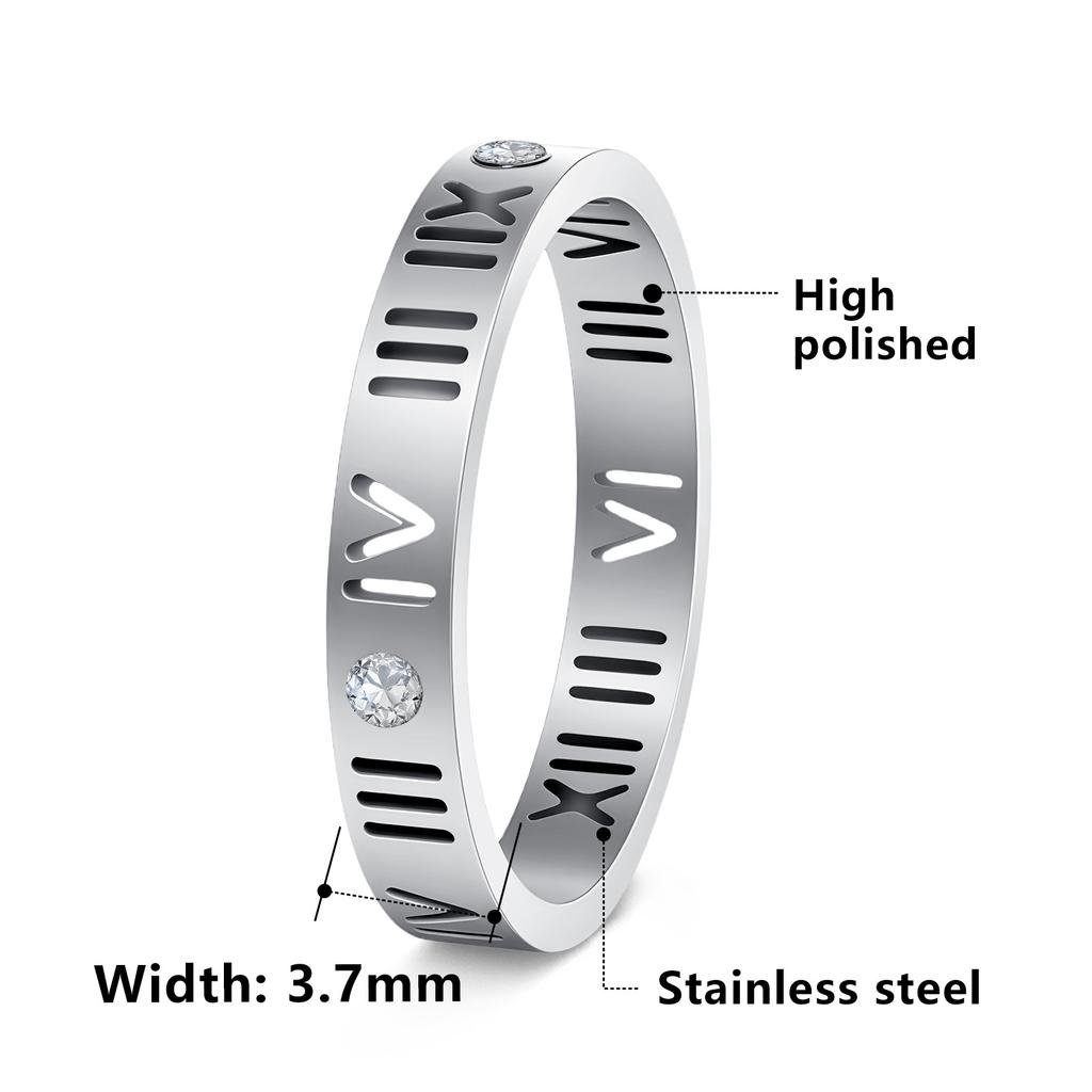 European and American Furnace Roman Numeral Ring Hollow Couple Men's and Women's Alphabet Ring