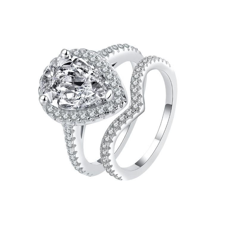 S/set Eternity CopperWedding Bride Rings for Women Excellent Pear Cut VVS1 D 3EX Moissanite Ring Fine Jewelry