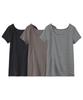 Nissen Cotton Short Sleeve Inner Black and White and Size 3L Women's 100% Shirts, 3-Piece Set, Striped, Mocha, Black,
