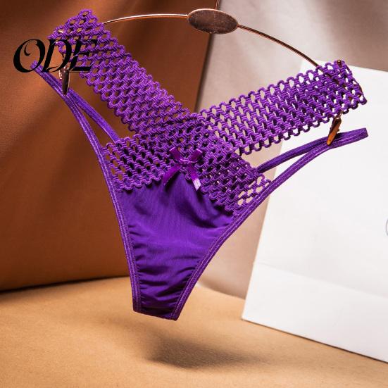 Women Panties Low Waist Hollowed Out Cross-belt See-through Pornographic Thin Underpants Strip French Style Ladies Sling Thong Inner Wear Clothes