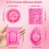 8pcs Picture Frame Mold Baroque Frame Chocolate Mold Vintage Photo Frames Silicone Molds