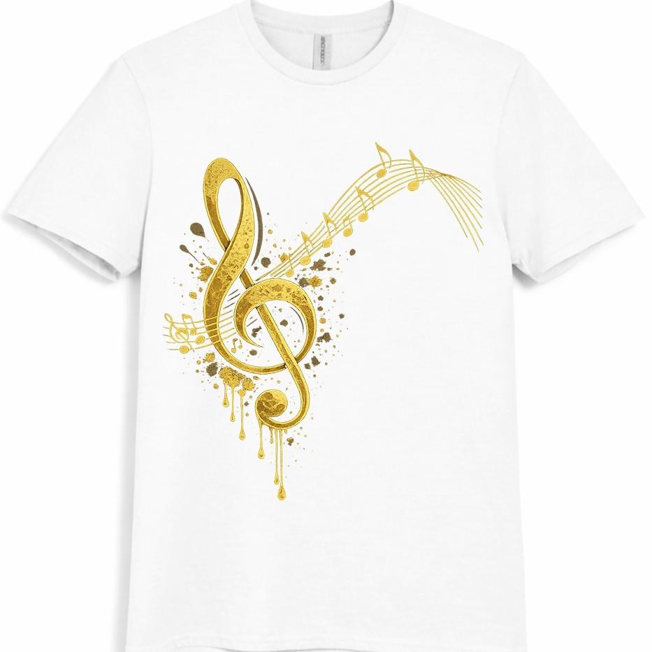 Music Note TShirt Treble Clef Musical Lover Gift Colourful Vintage Graphic Tee