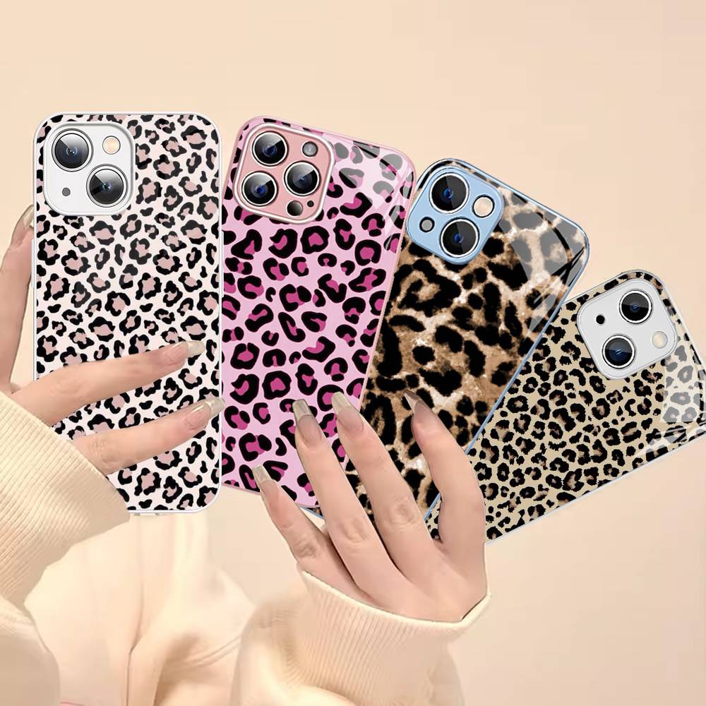 Leopard Cheetah Print Tempered Glass For Iphone 14 13 12 11 Pro Mini XS MAX 14Plus X XS XR Fundas