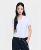 Emelbi Women'S Basic Slim Fit Crop Open Collar T-Shirt Ny (White)