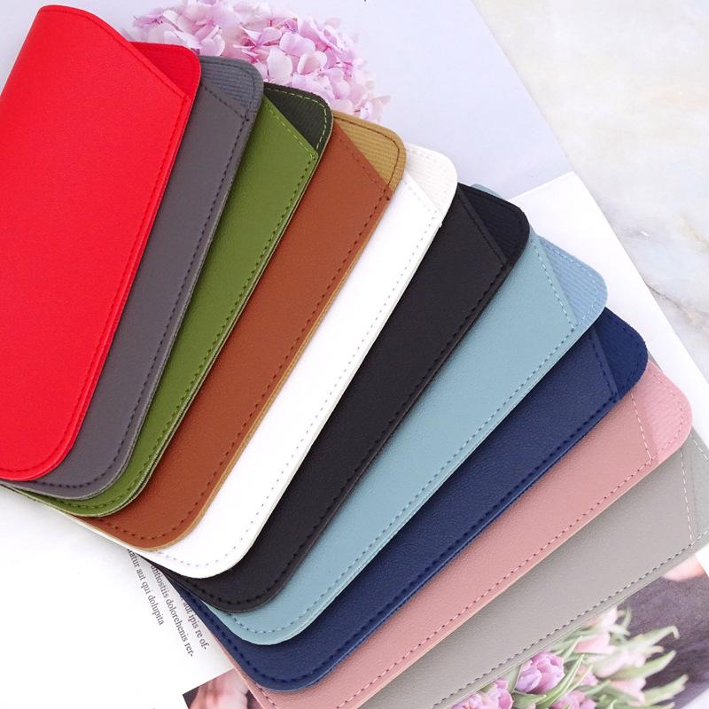 Custodia per occhiali da sole in pelle di colore puro Custodia per occhiali da lettura Custodia morbida in pelle PU Borsa per occhiali Tasca protettiva per occhiali