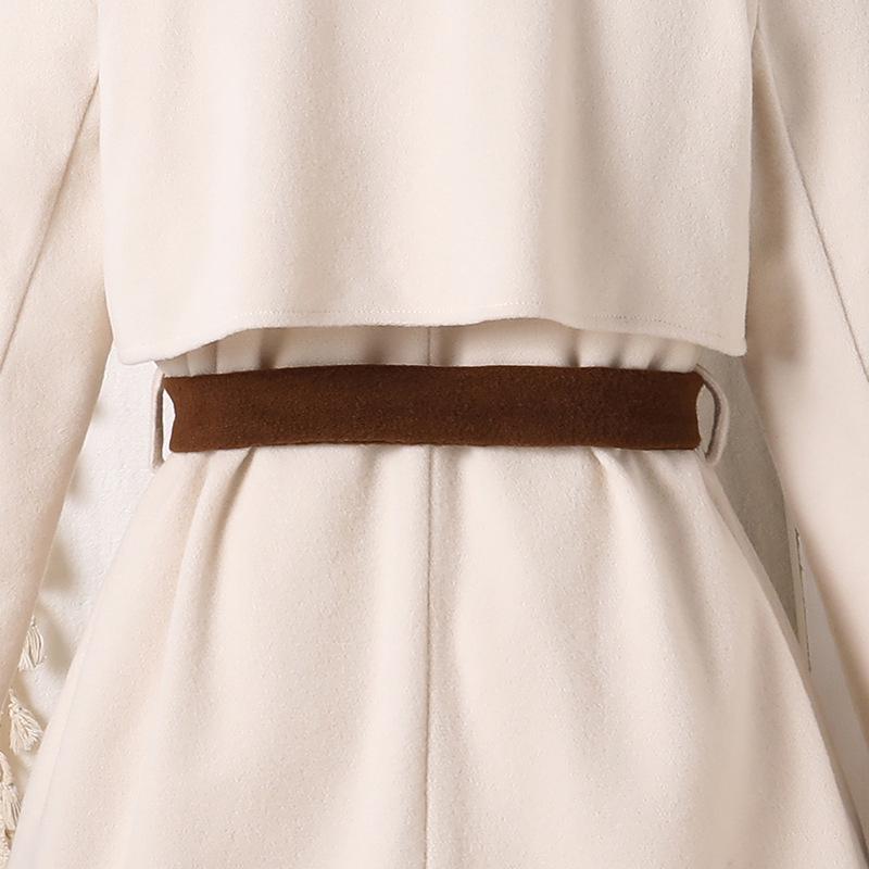 2025 Autumn/Winter Girls' Woolen Coat: Color Block, Single-Breasted, Waist-Cinched, Long-Sleeved for Medium & Large Kids