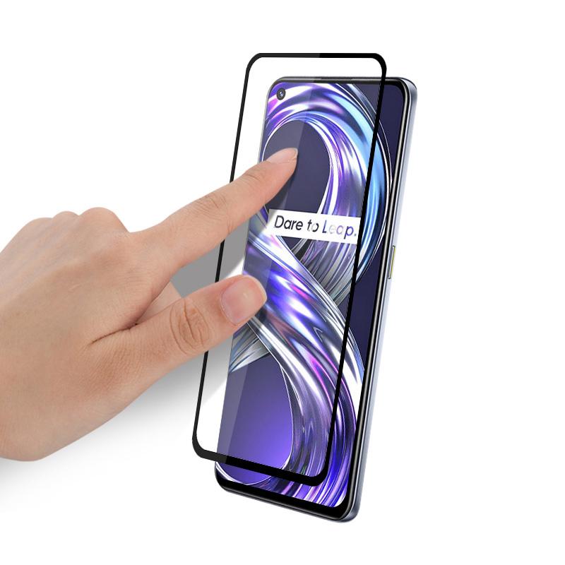 

MOCOLO Silk Printing Screen Protector for Realme 8i/Narzo 50 4G,Full Cover Full Glue Double Defense Anti-explosion HD Clear Tempered Glass Film Black