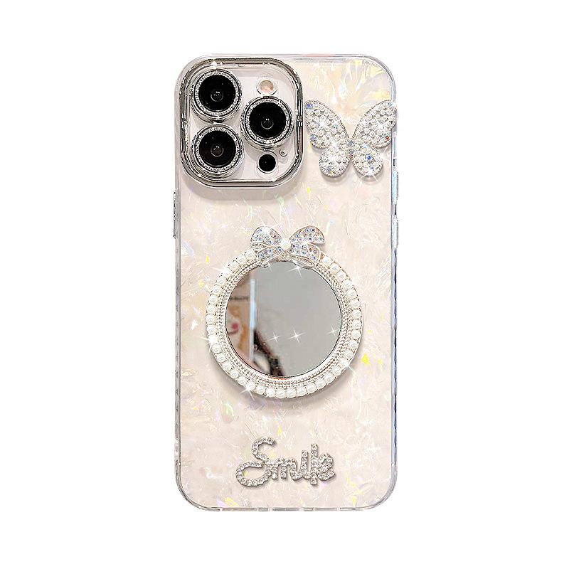 Pearl Mirror Bracelet Is Suitable for Apple 16 Mobile Phone Case 15promax Light Luxury 14 Advanced Sense 13 Girls 17 Anti-drop