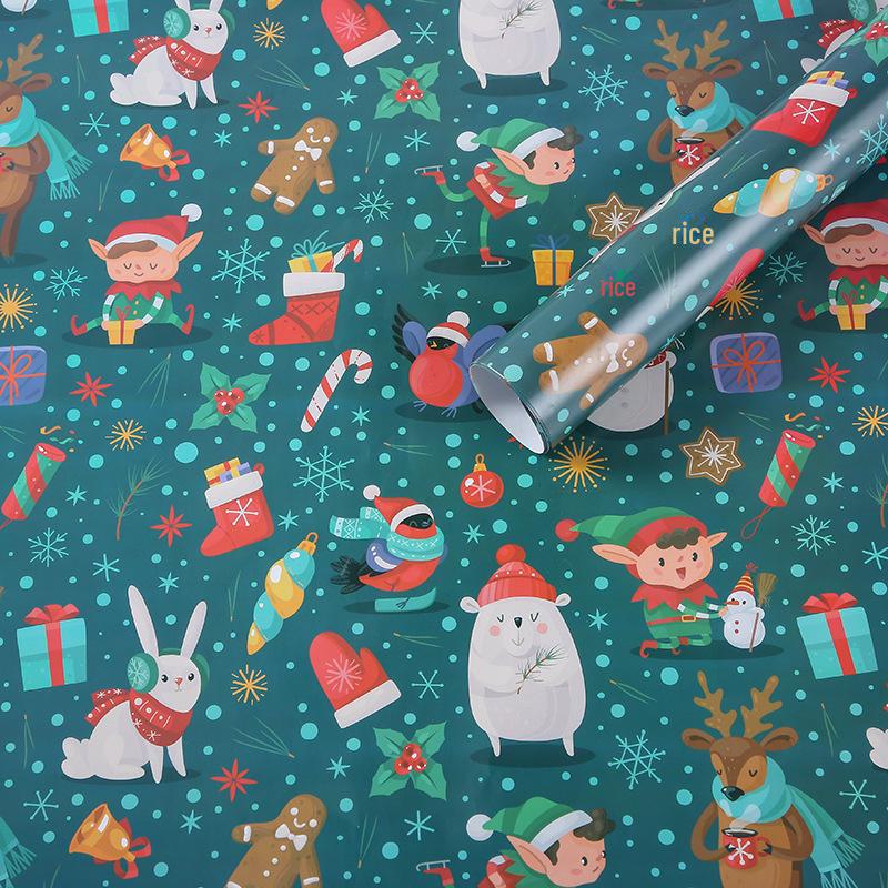 Christmas Tree & Elk Gift Wrap - Thick Coated Paper