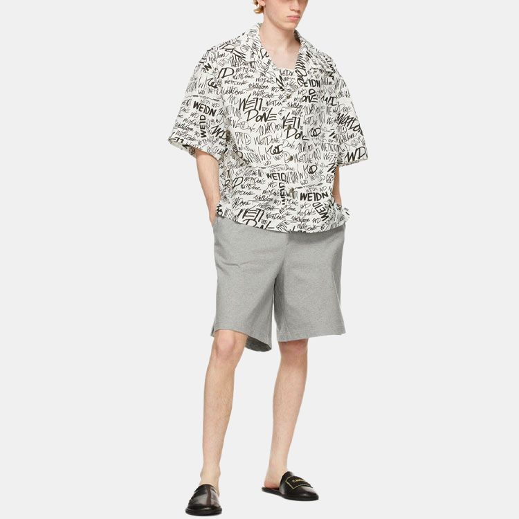 WE11DONE All Over Logo Printed Comfortable Shirt Unisex Shirts WD-BL0-21-123-U-WH