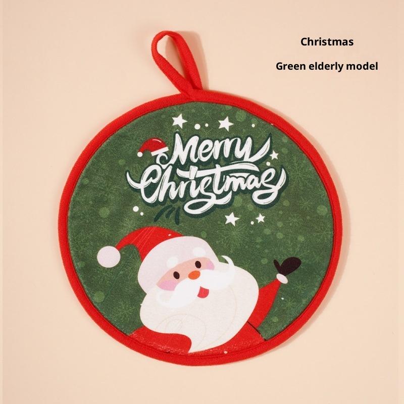 Coral Velvet Christmas Santa Claus Hand Towels Kitchen Absorbent Quick Drying Rag Cartoon Hand Towel