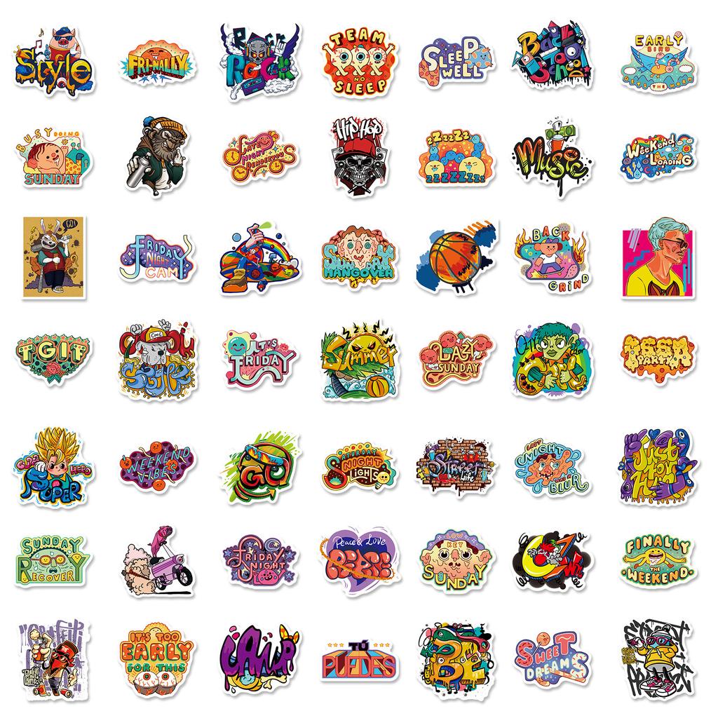 200 coole Graffiti-Aufkleber, personalisierbar mit kreativen Cartoon-Motiven für Roller, Koffer, Notizbücher und Helme