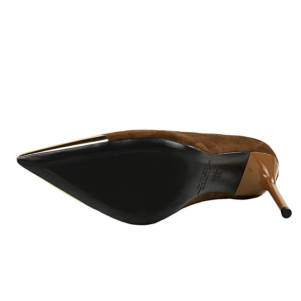Scarpe da banchetto da donna tacchi alti camoscio scollate a punta in metallo décolleté tacchi super alti