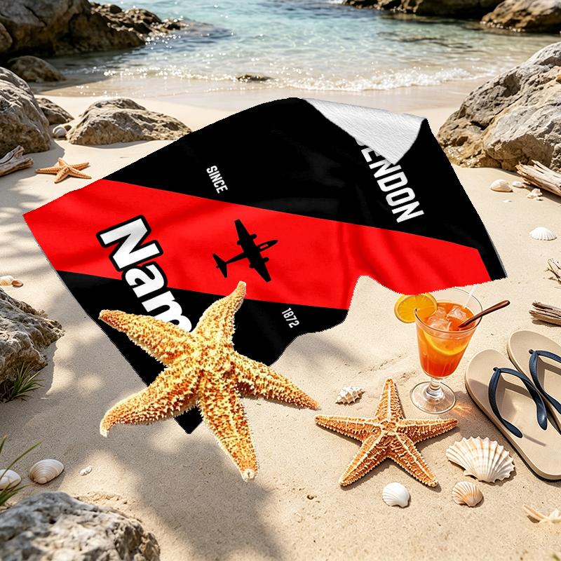 Custom Name Personalized Essendon Football Print Beach Towel, for Trip Camping Beach Party Home Decor, Birthday Gift for Family & Friends