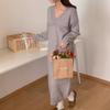 Retro Long Fake Two-piece Sweater Long-sleeved Dress Loose and Lazy Style Thin Versatile Pullover Sweater Women