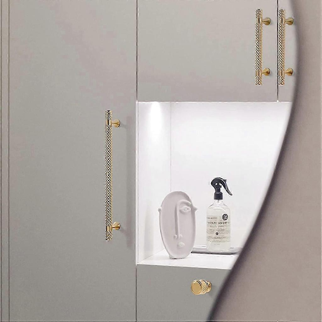 6 Pieces Gold Kitchen Cabinet Pulls, Door Knobs 96mm Center Distance, Zinc Alloy Cabinet Pull, Modern Drawer Knob, Bedroom Cabinet Pulls for Bathroom