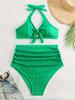 Plus Size Women's Tummy Control Maternity Swimsuit - Solid Color Fashion for European & American Styles, Ideal for Vacations & Hot Springs