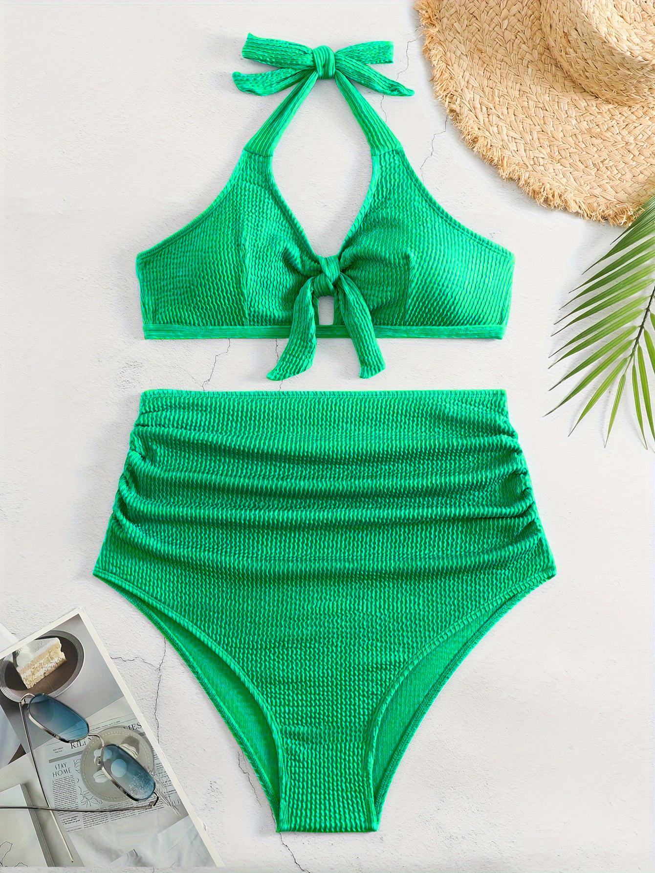 

Женский купальник большого размера для беременных с контролем живота - Однотонный, модный, в европейском и американском стиле, идеально подходит для отпуска и горячих источников Large зелёный