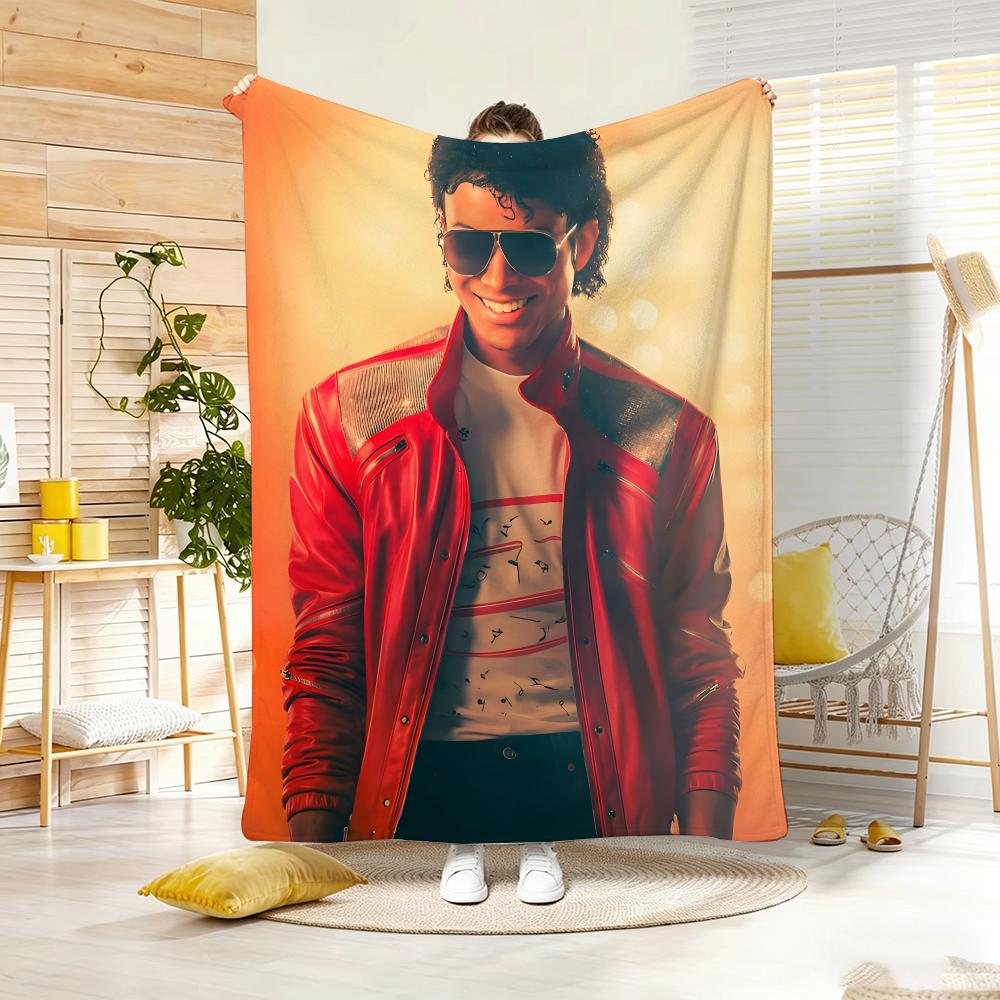 Kpop M-Michael Jackson Throw Lightweight 240G Flannel Blanket Soft Skin-Friendly For Summer Cooling