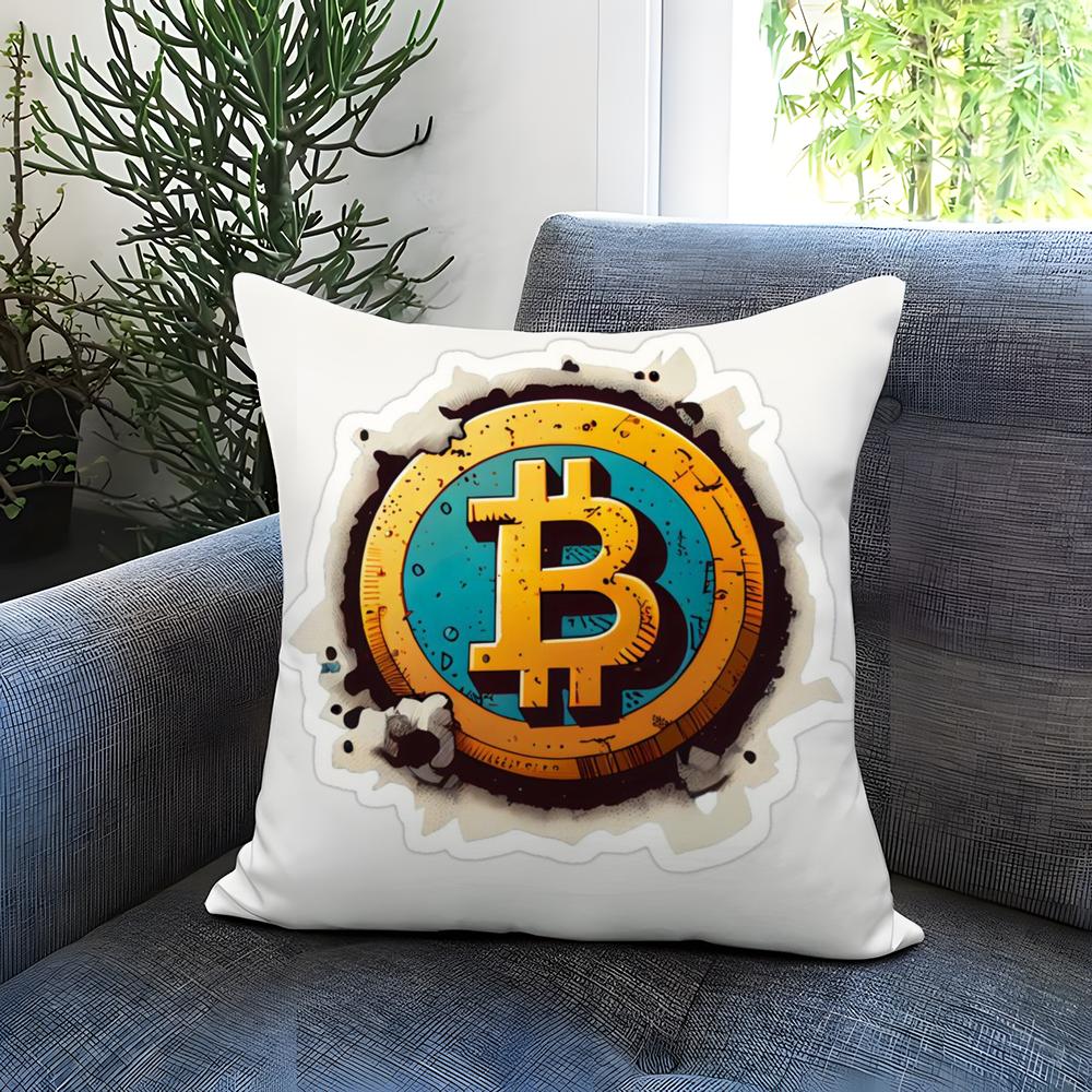 B-Bitcoin Cryptocurrency Btc Cushion Cover Comfortable Reversible Pillow Cover Ideal for Car Sofa Bedroom & Beyond