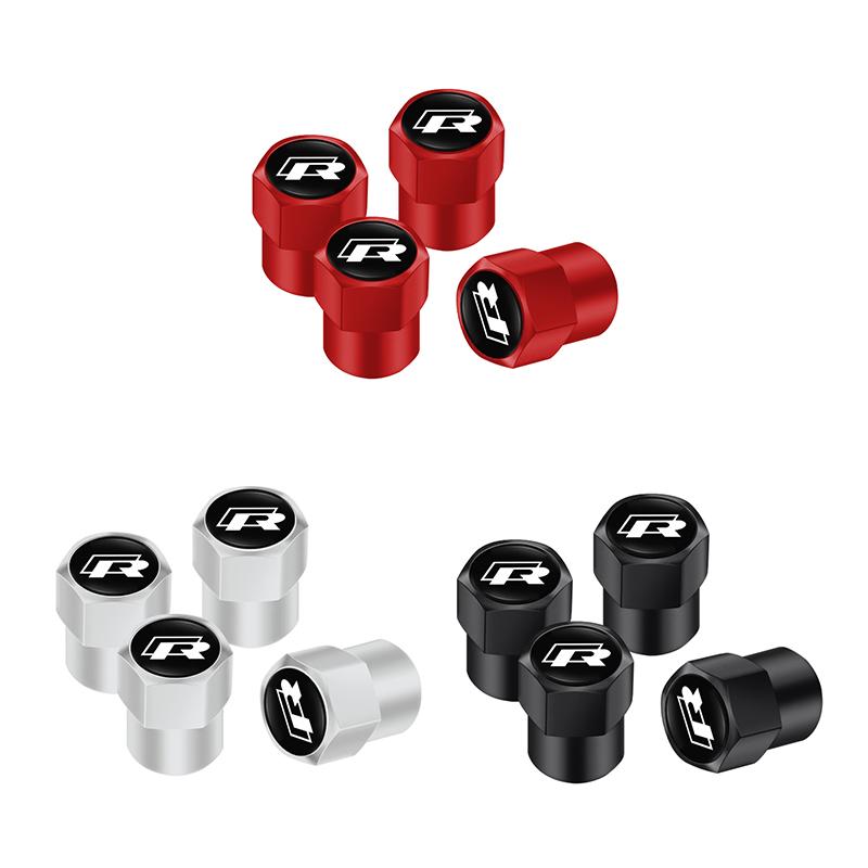For Volkswagen 4Pcs 3D Styling Car Wheel Tire Valve Caps Stem Cap Accessories For Volkswagen VW Amarok Phaeton R Teramont Tiguan T-Cross Passat EM1